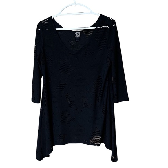 Clara Sun Woo Laser Cut Black Floral Top size M - Picture 1 of 6